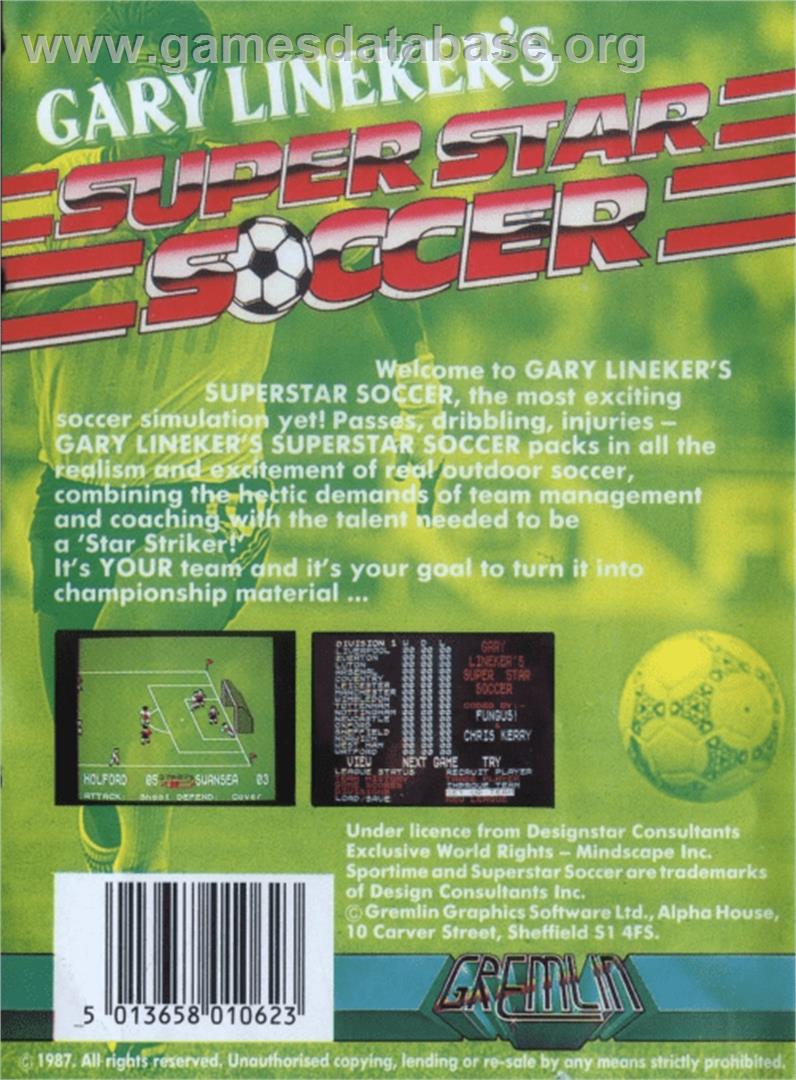 Superstar Soccer - Amstrad CPC - Artwork - Box Back