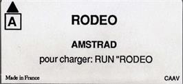 Top of cartridge artwork for Rodeo on the Amstrad CPC.
