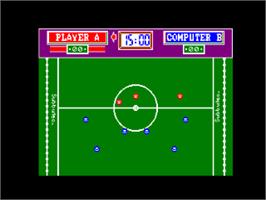 In game image of Subbuteo: The Computer Game on the Amstrad CPC.