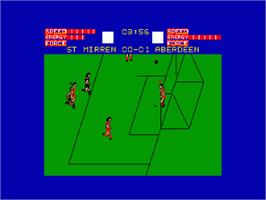 In game image of Superstar Soccer on the Amstrad CPC.