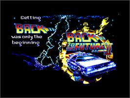 Title screen of Back to the Future 2 on the Amstrad CPC.
