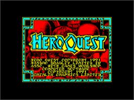 Title screen of Hero Quest on the Amstrad CPC.