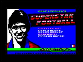 Title screen of Superstar Soccer on the Amstrad CPC.