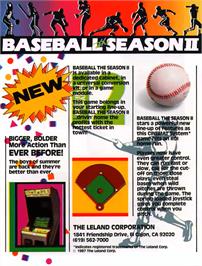 Advert for Baseball: The Season II on the Arcade.
