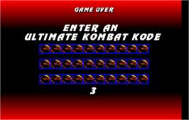 Game Over Screen for Ultimate Mortal Kombat 3.