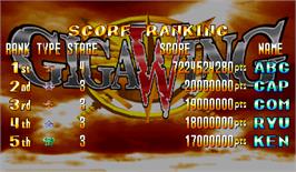 High Score Screen for Giga Wing.