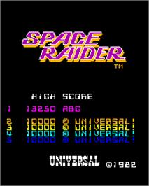 High Score Screen for Space Raider.
