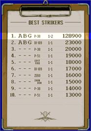 High Score Screen for Strikers 1945.