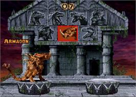 Select Screen for Primal Rage.