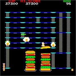 In game image of Burger Time on the Arcade.