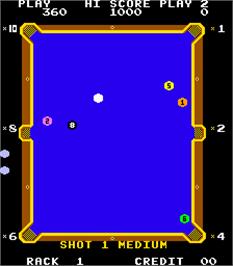 In game image of Eight Ball Action on the Arcade.