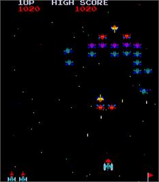 In game image of Galaxian on the Arcade.
