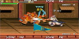 In game image of Knights of Valour Super Heroes / Sangoku Senki Super Heroes on the Arcade.