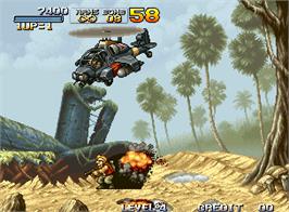 In game image of Metal Slug - Super Vehicle-001 on the Arcade.