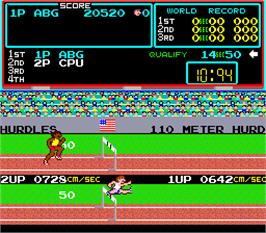 In game image of Track & Field on the Arcade.