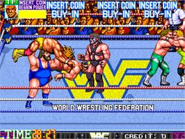 In game image of WWF WrestleFest on the Arcade.