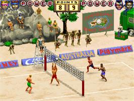 In game image of World Beach Volley on the Arcade.