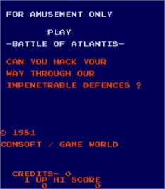 Title screen of Battle of Atlantis on the Arcade.