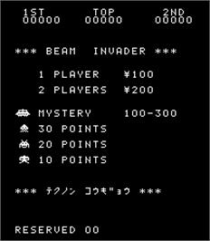 Title screen of Beam Invader on the Arcade.