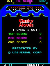 Title screen of Cheeky Mouse on the Arcade.