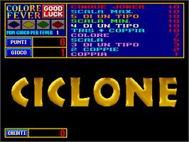 Title screen of Ciclone on the Arcade.