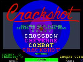 Title screen of Crackshot on the Arcade.