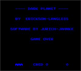 Title screen of Dark Planet on the Arcade.
