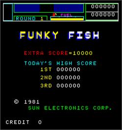 Title screen of Funky Fish on the Arcade.