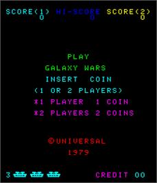 Title screen of Galaxy Wars on the Arcade.