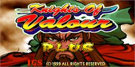 Title screen of Knights of Valour Plus / Sangoku Senki Plus on the Arcade.