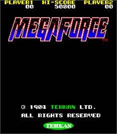 Title screen of Mega Force on the Arcade.