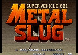 Title screen of Metal Slug - Super Vehicle-001 on the Arcade.