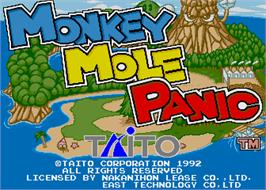 Title screen of Monkey Mole Panic on the Arcade.