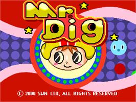 Title screen of Mr. Dig on the Arcade.