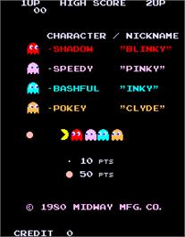 Title screen of Pac-Man on the Arcade.
