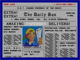 Title screen of Paperboy on the Arcade.