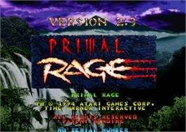 Title screen of Primal Rage on the Arcade.
