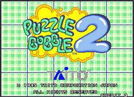 Title screen of Puzzle Bobble 2 on the Arcade.
