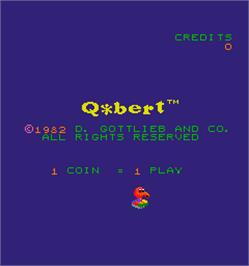 Title screen of Q*bert on the Arcade.