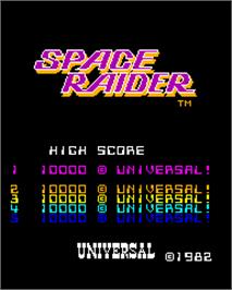 Title screen of Space Raider on the Arcade.