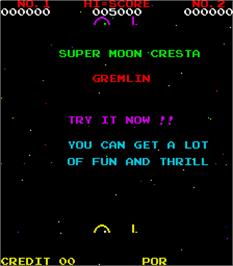 Title screen of Super Moon Cresta on the Arcade.