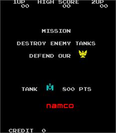 Title screen of Tank Battalion on the Arcade.