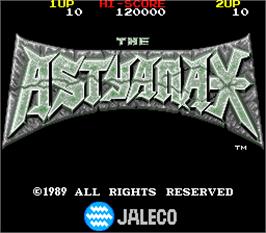 Title screen of The Astyanax on the Arcade.