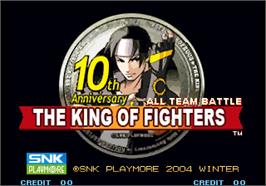 Title screen of The King of Fighters 10th Anniversary on the Arcade.