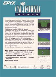 Box back cover for California Games on the Atari 2600.