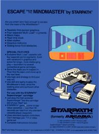 Box back cover for Escape from the Mindmaster on the Atari 2600.