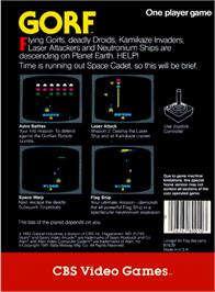 Box back cover for Gorf on the Atari 2600.