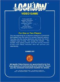 Box back cover for Lochjaw on the Atari 2600.