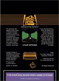 Box back cover for Mines of Minos on the Atari 2600.