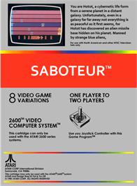 Box back cover for Saboteur on the Atari 2600.